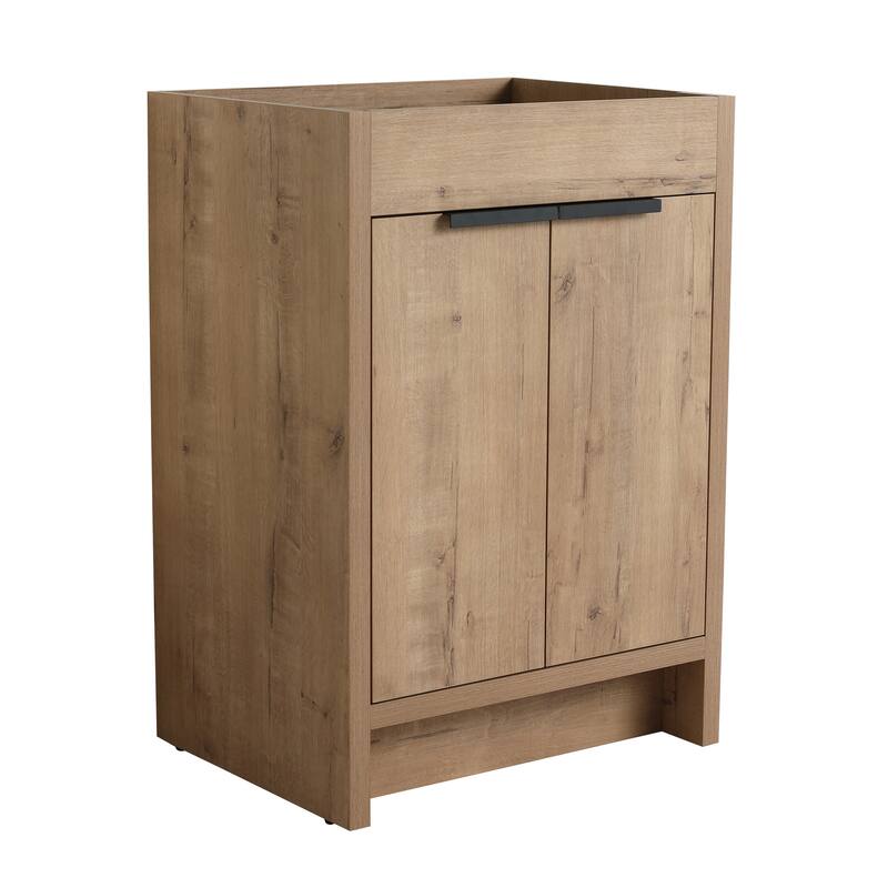 24"Bathroom Vanity with Soft-Close Doors, Adjustable Shelves, Water-Resistant Melamine Surface (No Sink or Top)