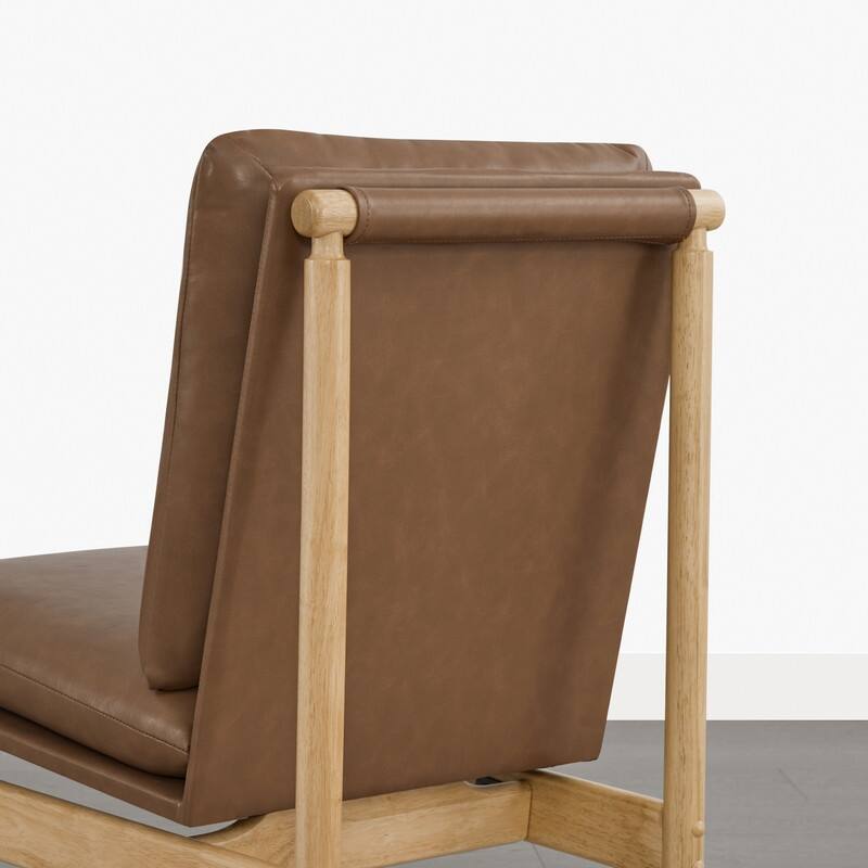 Spruce & Spring Mid-Century Modern Solid Wood Dining Chair with Tufted Cushion