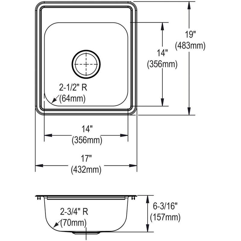 Elkay Dayton 17" Drop In Single Basin Stainless Steel Kitchen Sink