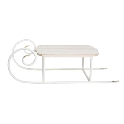 Transpac Metal 30.88 in. White Christmas Tipped Sled Decor