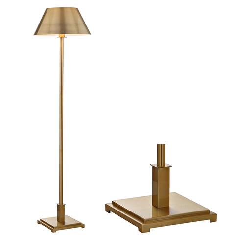 Odette 60" Metal LED Floor Lamp, Brushed Brass by JONATHAN Y - 60" H x 15.75" W x 15.75" D