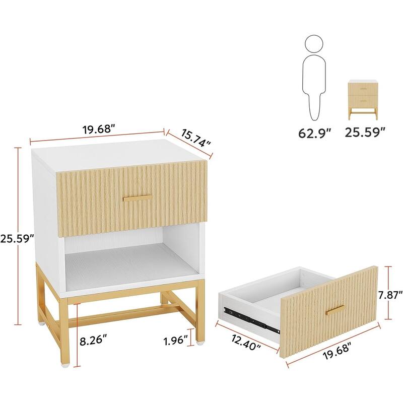 2-Drawer Nightstand Bed Side Table Storage End Table Side Table