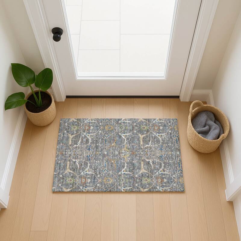 Machine Washable Indoor/ Outdoor Traditional Persian Chantille Rug