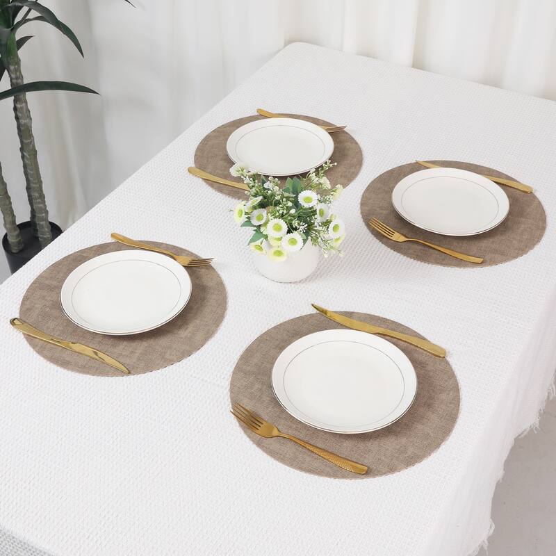 Set of 6 Placemats for Kitchen Dining Table Decor, Faux Leather - 13*13in