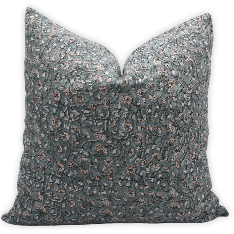 Linen Handmade Block print pillow Cover- Himachal - Pillow Covers - 14" x 36"