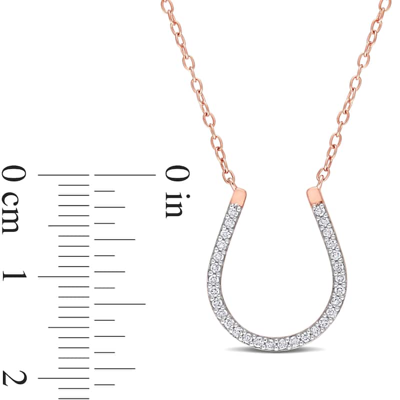 Miadora 1/6ct TDW Diamond Horseshoe Necklace in Yellow Plated Sterling Silver