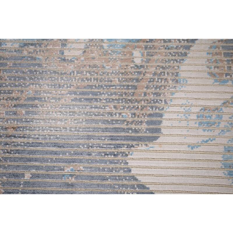 Striped Abstract Accent Rug Handmade Wool Carpet - 2'9" x 5'0"