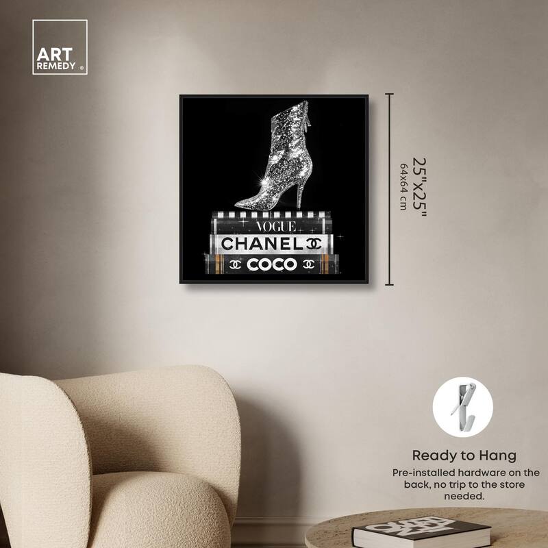 Cosmic Heel Boot and Books Canvas by Art Remedy