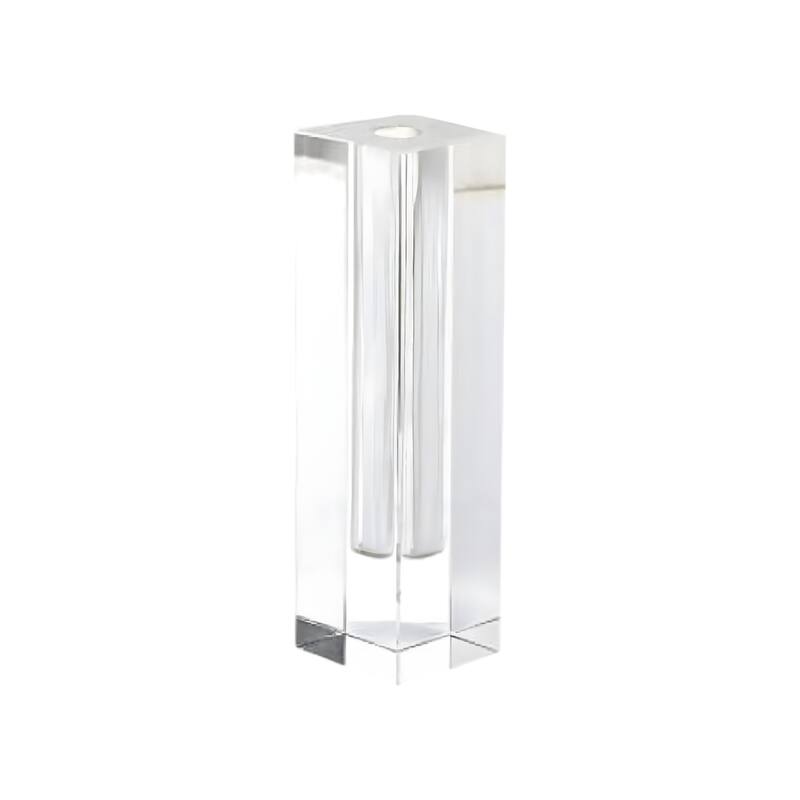 HomeRoots 10" Clear Cylinder Crystal Glass Table Vase