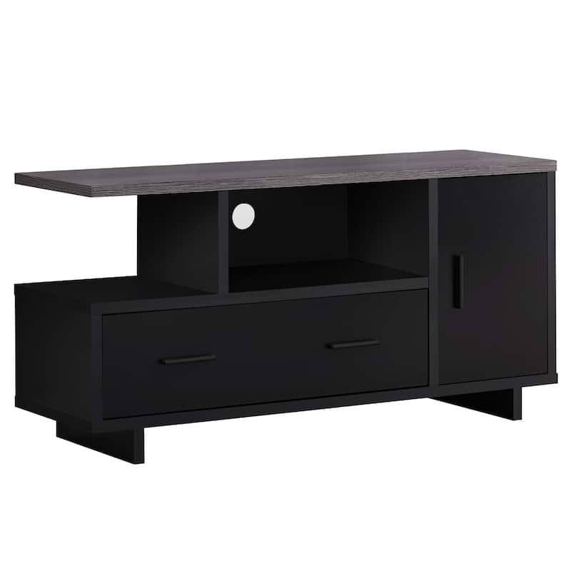 HomeRoots 47" Gray and Black Open Shelving TV Stand - n/a