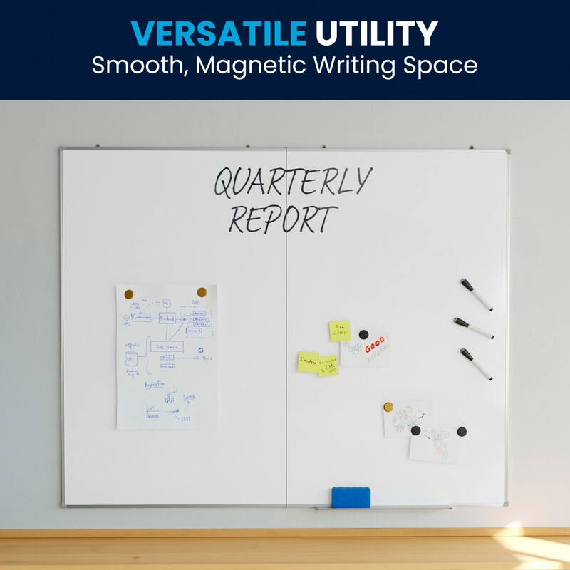 Aluminum Magnetic Dry Erase Board with Wall Mount, Marker Tray