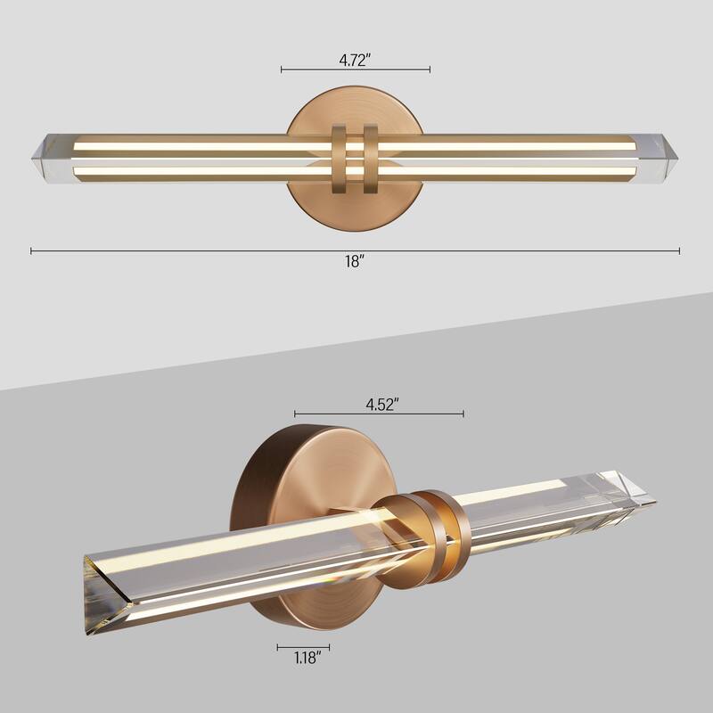 KAYLA 18/24-inch -Triangular Pyramid Crystal Vanity Light - Copper Single Pack
