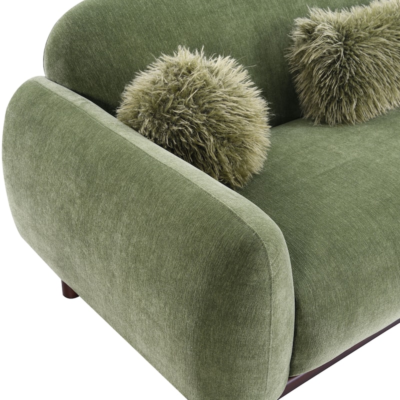 Furniture of America Velin Mid Century Modern OEKO TEX Chenille Sofa with Ball Pillows