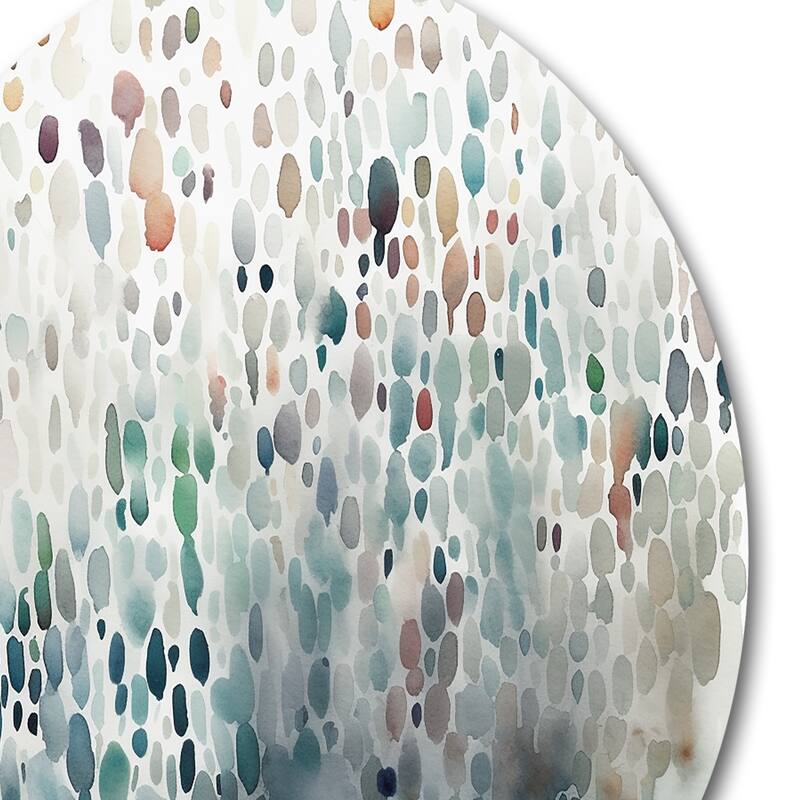 Designart "Blue And White Exploring Abstracted Patterns I" Modern Geometric Metal Round Wall Art
