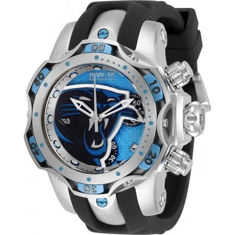 Invicta Women's 33096 'NFL' Panthers Black Silicone Watch - Blue
