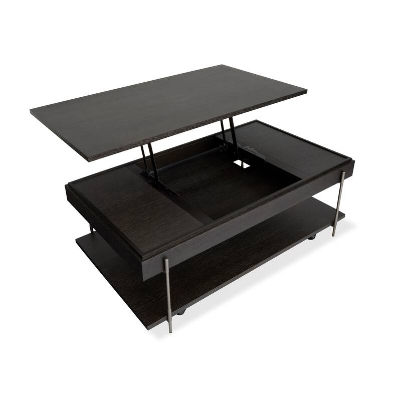 Magnussen Home Spencer Dark Briarsmoke Lift Top Storage Cocktail Table with Casters - 50''W x 28''D x 18''H