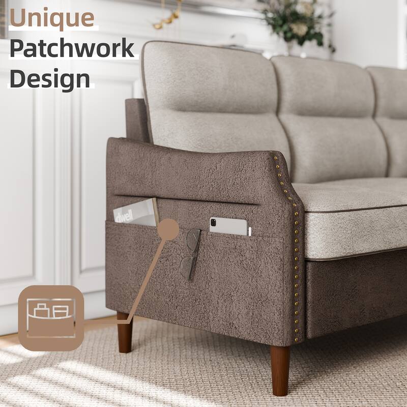 Futzca 78” L Shaped Sofa Couch with Ottoman and Side Storage Bag