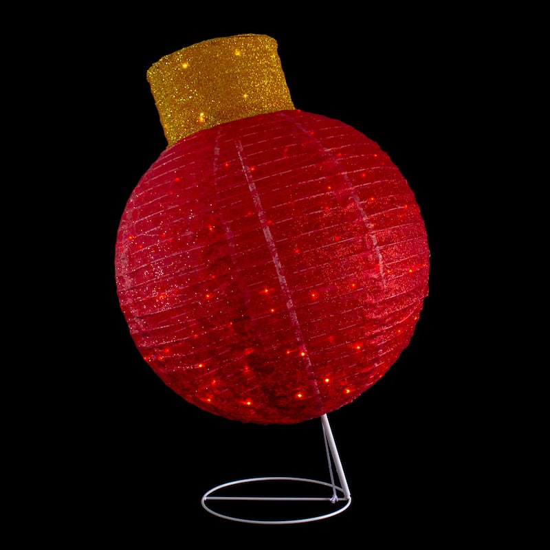 38" LED Twinkling Red Tinsel Ornament Outdoor Christmas Decoration
