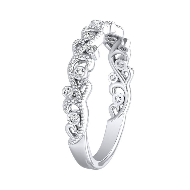 Auriya 14k Gold Vintage Stackable Diamond Wedding Band 0.06ctw