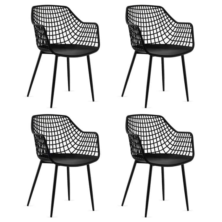 Set of 4 Heavy Duty Modern Dining Chair with Airy Hollow Backrest - 22.5" x 21" x 34"