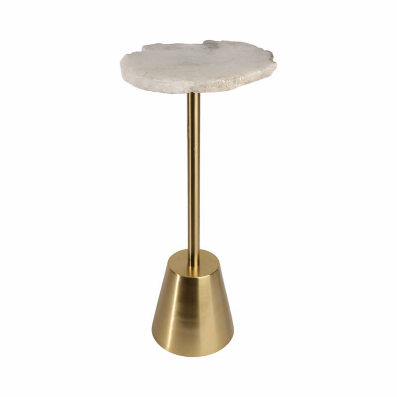 Freeform Agate Natural Edge Side Table with Metal Base