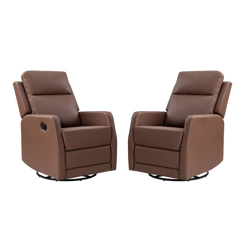 Esteban Modern Faux Leather Manual Rocking Swivel Recliner with Wingback Set of 2