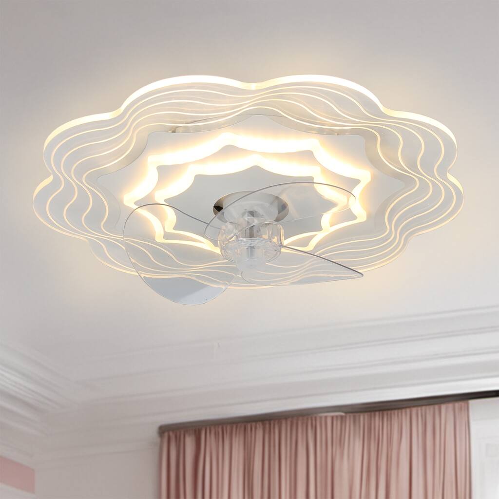 20" Cloud-Shaped Ultra-Low Profile Ceiling Fan with LED Light Kit 6 Fan Speed and 3 Light Tone Dimmable Remote and App Control