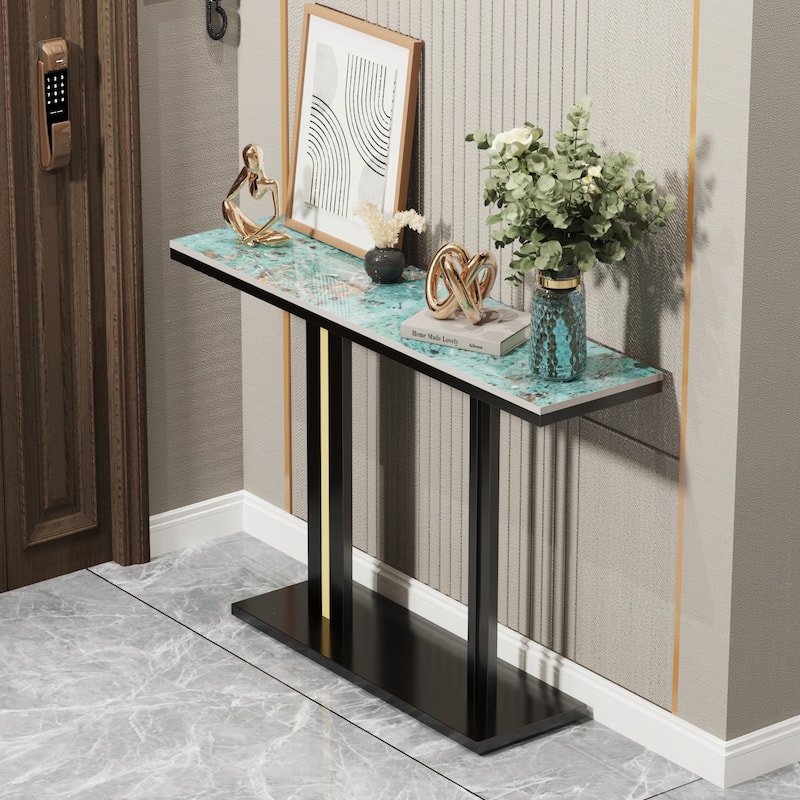 Modern Luxury Marble Console Table Sintered Stone Tables Geometric Line