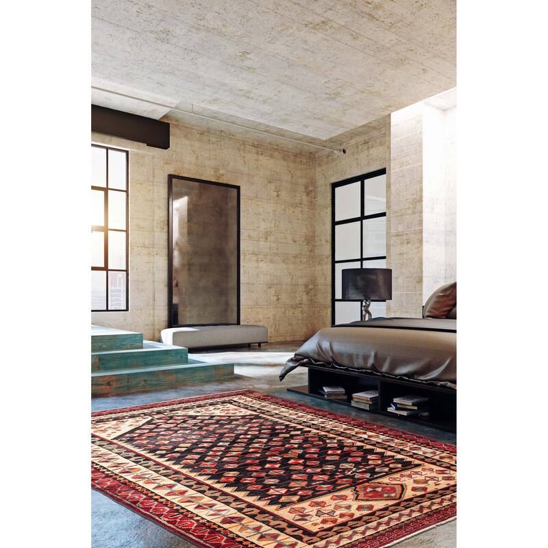 ECARPETGALLERY Hand-knotted Melis Vintage Black, Red Wool Rug - 5'10 x 8'7