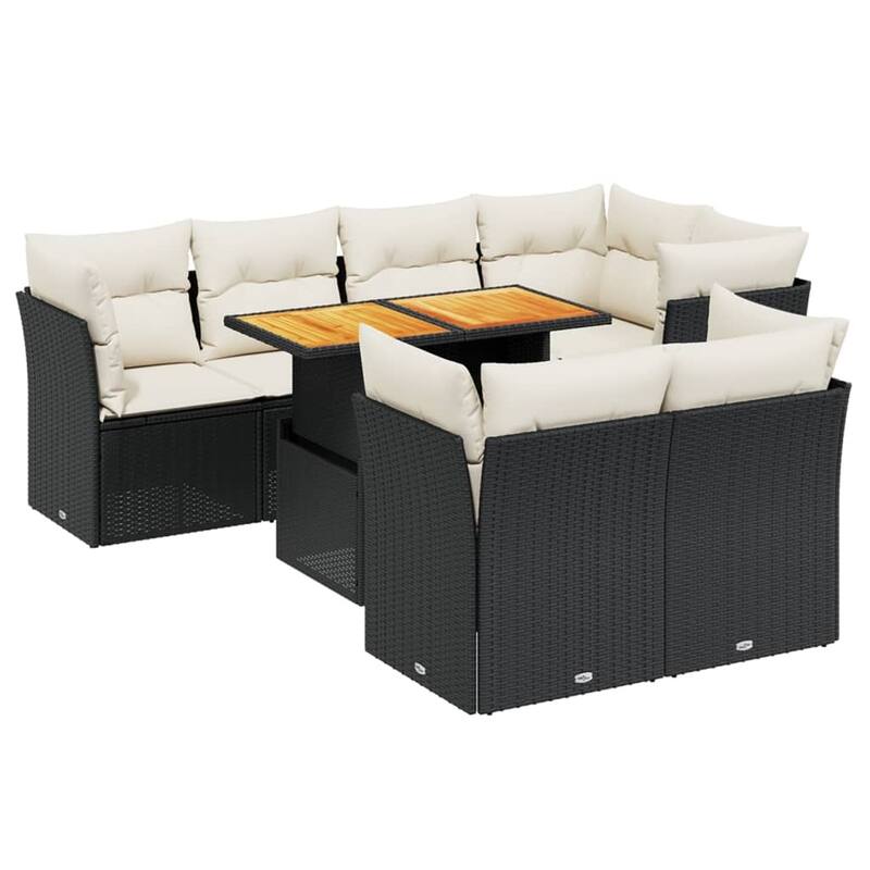 vidaXL Patio Sofa Set with Cushions Lounge Sofa Sections 8 Piece Poly Rattan - 21.7 x 39.4 x 28.7