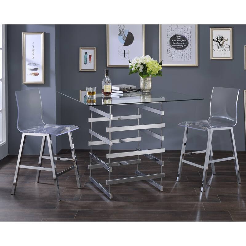 Clear and Chrome Armless Counter Height Chair (Set of 2)