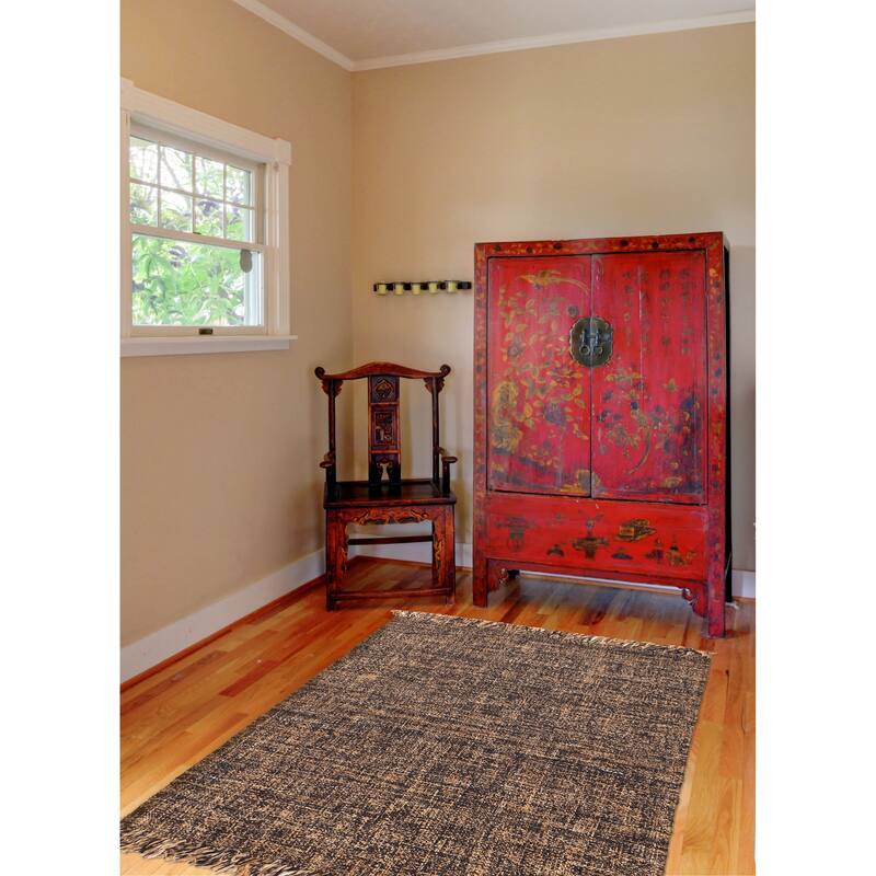 ECARPETGALLERY Flat-Weave Palas Denizli Brown Jute Kilim - 5'4 x 7'7