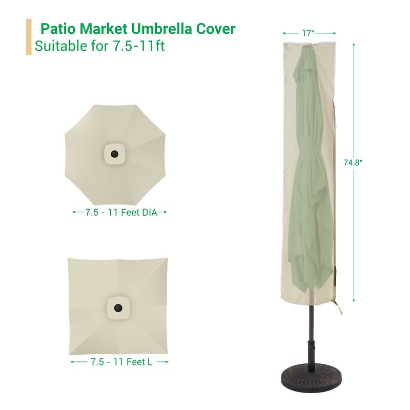 LIVOOSUN Patio Market Umbrella Covers 600D UV Resistant, Fits 9ft-11ft