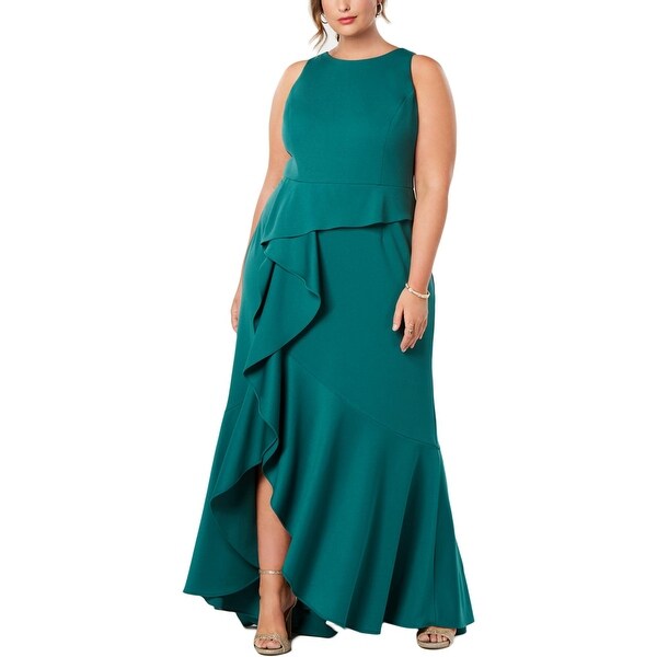 adrianna papell cascade ruffle evening dress