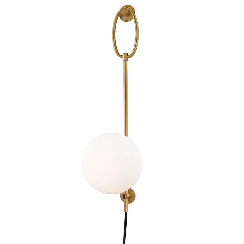 Mitzi by Hudson Valley Gina 1-light Plug-in Wall Sconce - Aged Brass