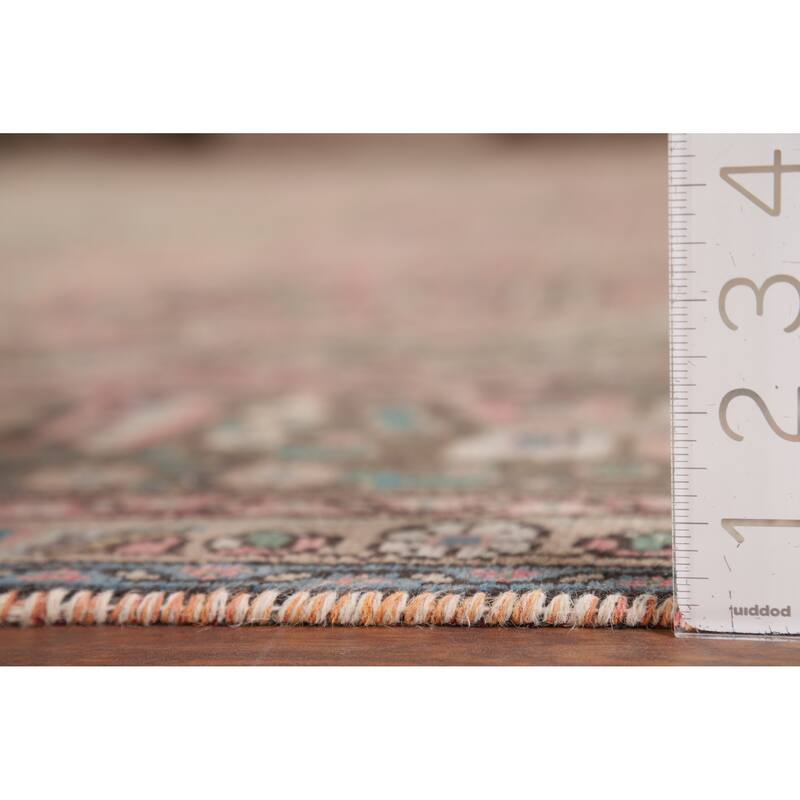 Distressed Pink Tabriz Vintage Persian Rug Hand-Knotted Wool Carpet - 9'2" x 12'8"