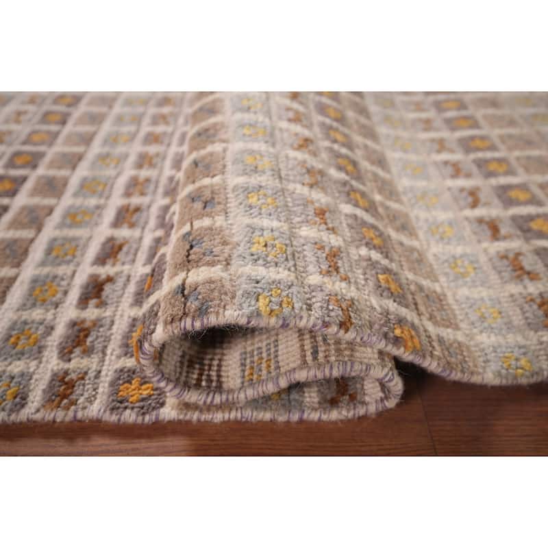 All-Over Checkered Moroccan Area Rug Handmade Wool Carpet - 4'11"x 7'6"