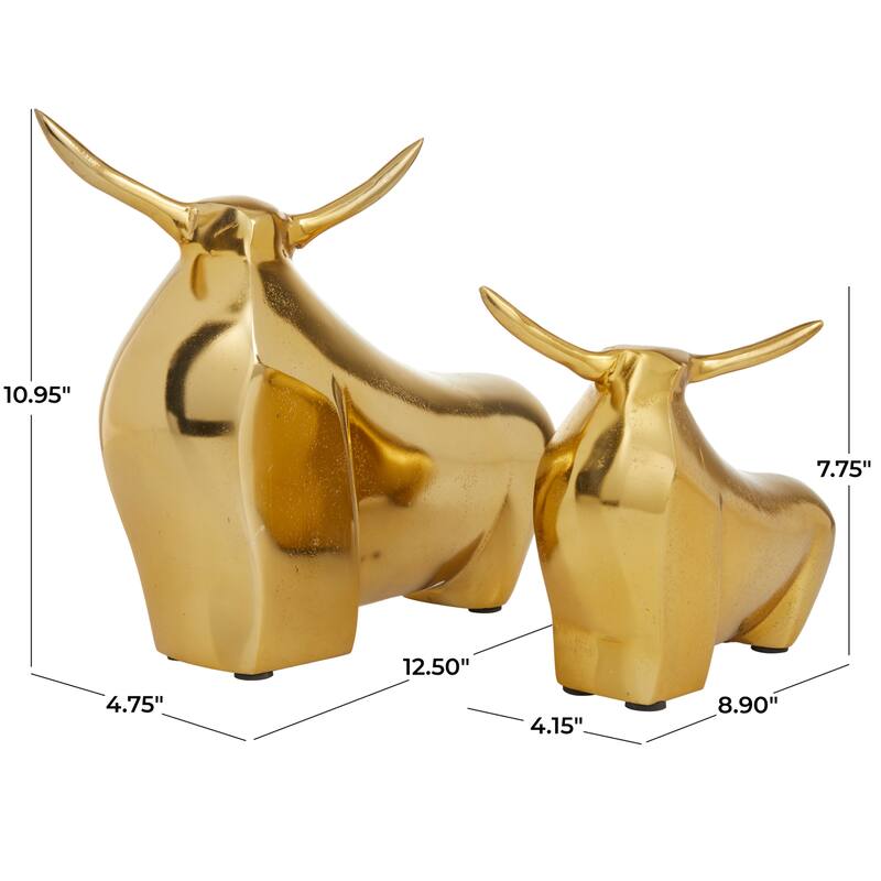 CosmoLiving by Cosmopolitan Aluminum Metal Bull Sculpture (Set of 2) - Silver or Gold