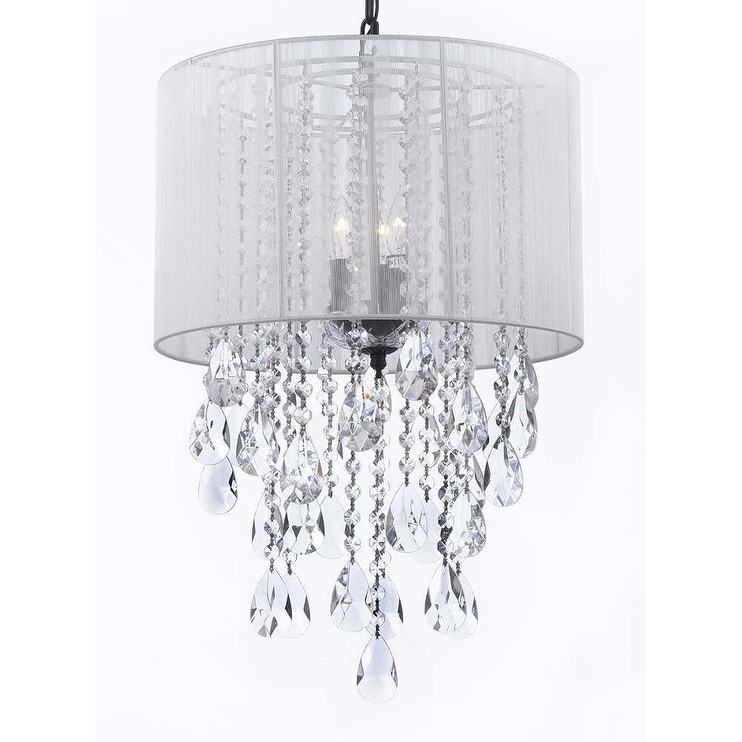 Swarovski Crystal Trimmed Chandelier Empress Crystal (TM) with Large White Shade! H24" x W15" - Chandeliers For Bedrooms by Overstock.com
