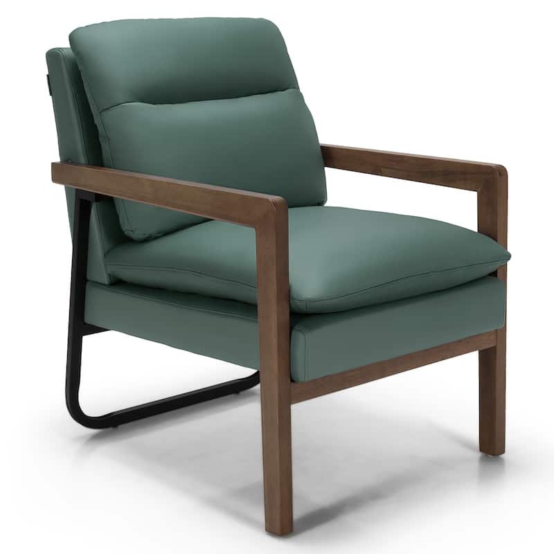 Costway Modern Accent Armchair Lounge Chair w/ Rubber Wood Legs & - 34.5'' x 26.5'' x 36''
