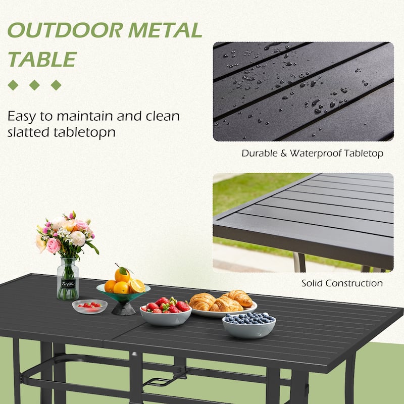 5/7/9-Piece Outdoor Patio Dining Set with Stackable Textilene Chairs and Slatted Table, Furniture with Adjustable Umbrella Hole