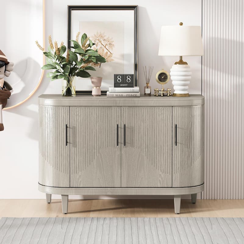 47.2-Inch Wooden Console Table & Coffee Bar Cabinet - Champagne