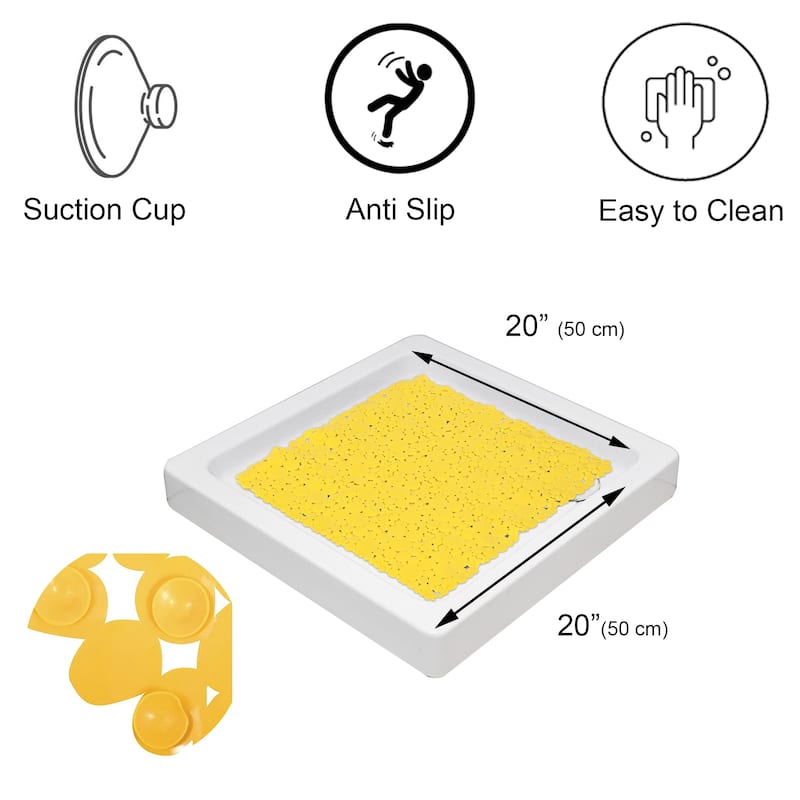 Bubbles Non-Slip Square Shower Mat 20 L X 20 W