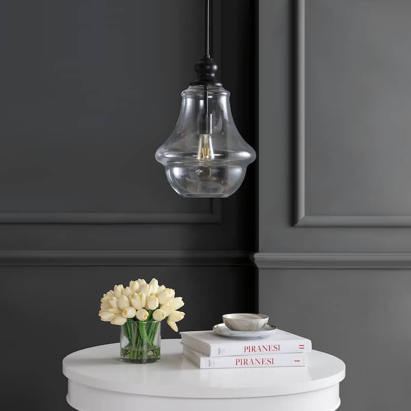 Catalina Adjustable Metal/Glass LED Pendant, Oil Rubbed Bronze by JONATHAN Y