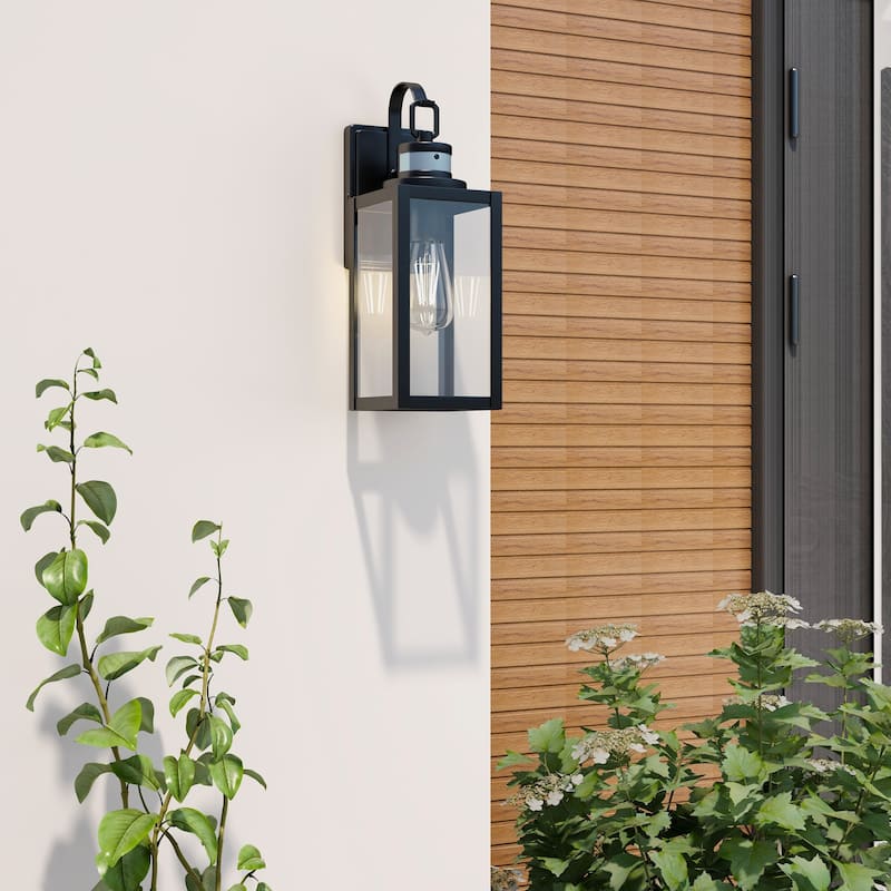 1-Light Outdoor Wall Light with Dusk to Dawn & Motion Sensor - 5"x6.6"x15"