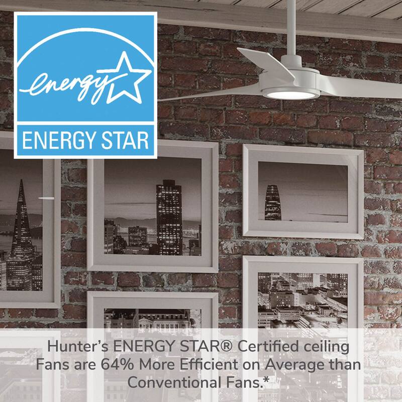 Hunter Zentech Wi-Fi ENERGY STAR Damp Rated Ceiling Fan w/ LED Light and Handheld Remote - Modern & Contemporary - SMART FAN!