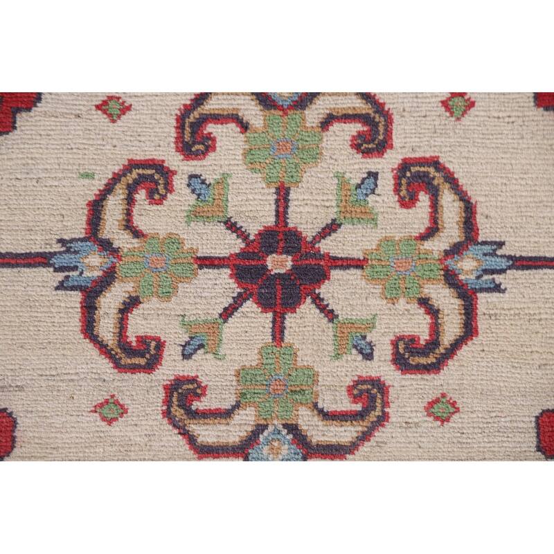 Hand Knotted Oriental 100% Wool Carpet Traditional All-Over Beige & Ivories Kazak Area Rug - 9' 9'' X 6' 5''