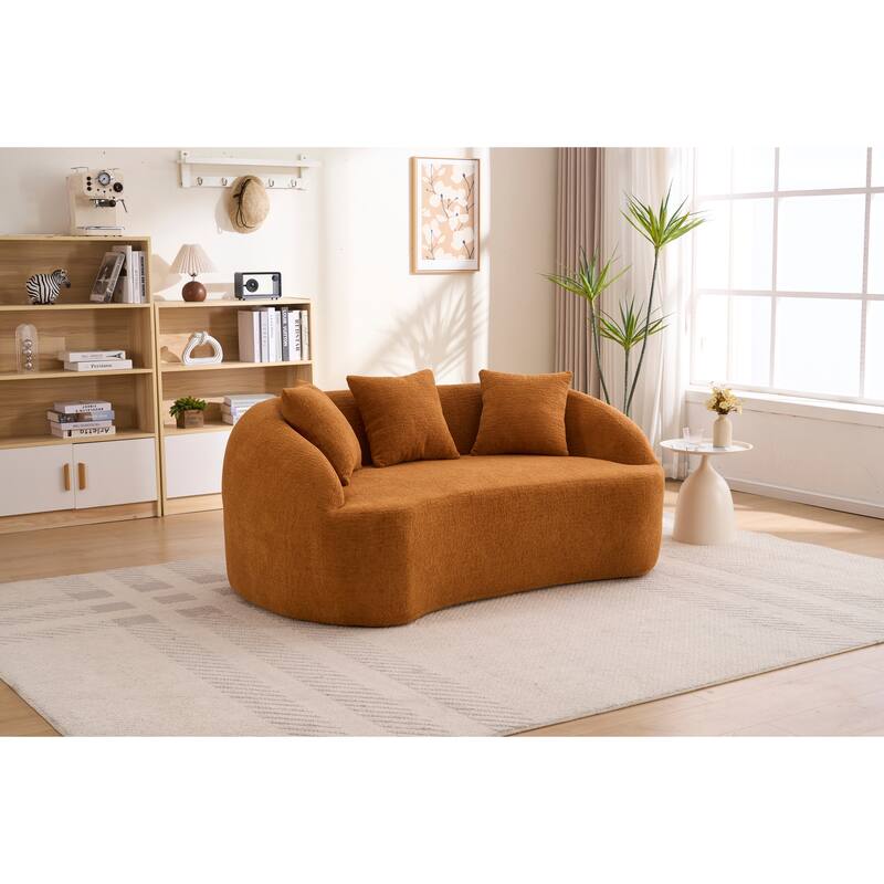 LY-049S Curved Modern Boneless Sofa Loveseat, Backrest Upgrade