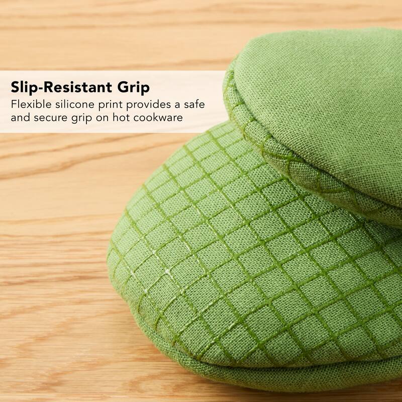 KITCHENAID Gourmet Series Gridlines Mini Oven Mitts 2-Pack Set, Heat Resistant up to 600°F, Soft Silicone Grip, Magnetic Cuff
