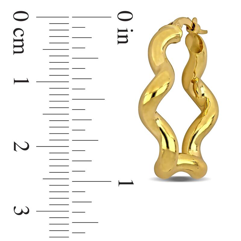 Miadora Wavy Star Hoop Earrings in 10k Yellow Gold